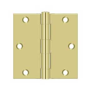 Deltana [S35U3-R] Steel Door Butt Hinge - Residential - Square Corner - Polished Brass Finish - Pair - 3 1/2" H x 3 1/2" W