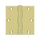 Deltana [S35U3-R] Steel Door Butt Hinge - Residential - Square Corner - Polished Brass Finish - Pair - 3 1/2&quot; H x 3 1/2&quot; W