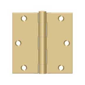 Deltana [S35U4-R] Steel Door Butt Hinge - Residential - Square Corner - Brushed Brass Finish - Pair - 3 1/2" H x 3 1/2" W