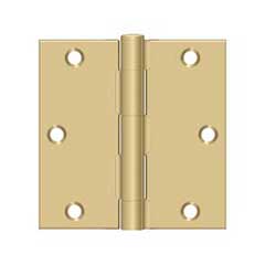 Deltana [S35U4-R] Steel Door Butt Hinge - Residential - Square Corner - Brushed Brass Finish - Pair - 3 1/2&quot; H x 3 1/2&quot; W