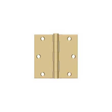 Deltana [S35U4-R] Steel Door Butt Hinge - Residential - Square Corner - Brushed Brass Finish - Pair - 3 1/2&quot; H x 3 1/2&quot; W