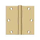 Deltana [S35U4-R] Steel Door Butt Hinge - Residential - Square Corner - Brushed Brass Finish - Pair - 3 1/2" H x 3 1/2" W