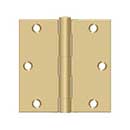 Deltana [S35U4-R] Steel Door Butt Hinge - Residential - Square Corner - Brushed Brass Finish - Pair - 3 1/2&quot; H x 3 1/2&quot; W