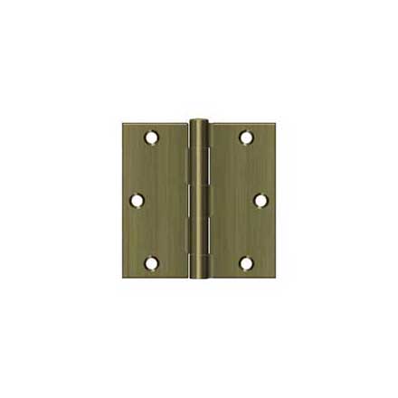 Deltana [S35U5-R] Steel Door Butt Hinge - Residential - Square Corner - Antique Brass Finish - Pair - 3 1/2&quot; H x 3 1/2&quot; W