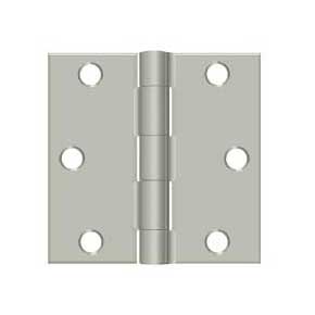 Deltana [S33U15-R] Steel Door Butt Hinge - Residential - Square Corner - Brushed Nickel Finish - Pair - 3" H x 3" W