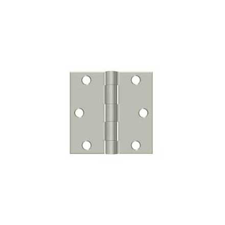 Deltana [S33U15-R] Steel Door Butt Hinge - Residential - Square Corner - Brushed Nickel Finish - Pair - 3&quot; H x 3&quot; W