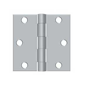 Deltana [S33U26D-R] Steel Door Butt Hinge - Residential - Square Corner - Brushed Chrome Finish - Pair - 3" H x 3" W