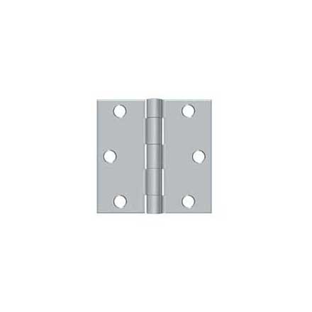 Deltana [S33U26D-R] Steel Door Butt Hinge - Residential - Square Corner - Brushed Chrome Finish - Pair - 3&quot; H x 3&quot; W