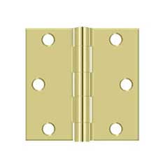 Deltana [S33U3-R] Steel Door Butt Hinge - Residential - Square Corner - Polished Brass Finish - Pair - 3&quot; H x 3&quot; W