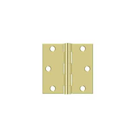 Deltana [S33U3-R] Steel Door Butt Hinge - Residential - Square Corner - Polished Brass Finish - Pair - 3&quot; H x 3&quot; W