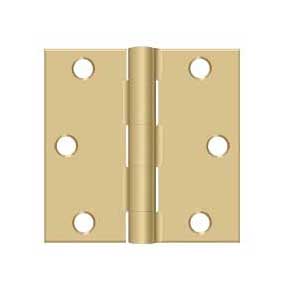 Deltana [S33U4-R] Steel Door Butt Hinge - Residential - Square Corner - Brushed Brass Finish - Pair - 3" H x 3" W