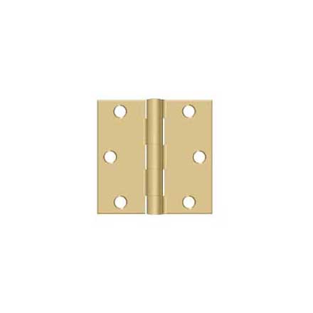 Deltana [S33U4-R] Steel Door Butt Hinge - Residential - Square Corner - Brushed Brass Finish - Pair - 3&quot; H x 3&quot; W