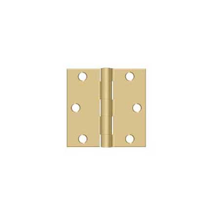 Deltana [S33U4-R] Steel Door Butt Hinge - Residential - Square Corner - Brushed Brass Finish - Pair - 3&quot; H x 3&quot; W