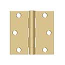 Deltana [S33U4-R] Steel Door Butt Hinge - Residential - Square Corner - Brushed Brass Finish - Pair - 3" H x 3" W