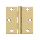 Deltana [S33U4-R] Steel Door Butt Hinge - Residential - Square Corner - Brushed Brass Finish - Pair - 3&quot; H x 3&quot; W