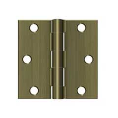 Deltana [S33U5-R] Steel Door Butt Hinge - Residential - Square Corner - Antique Brass Finish - Pair - 3&quot; H x 3&quot; W