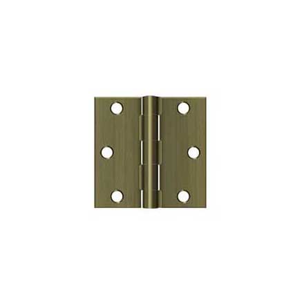 Deltana [S33U5-R] Steel Door Butt Hinge - Residential - Square Corner - Antique Brass Finish - Pair - 3&quot; H x 3&quot; W