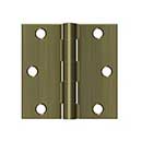 Deltana [S33U5-R] Steel Door Butt Hinge - Residential - Square Corner - Antique Brass Finish - Pair - 3&quot; H x 3&quot; W