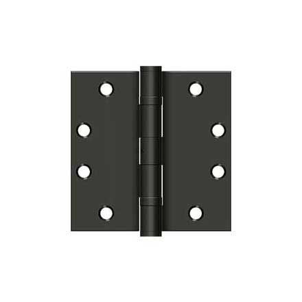 Deltana [S45BBNU10B] Steel Door Butt Hinge - Heavy Duty - Ball Bearing - Non-Removable Pin - Square Corner - Oil Rubbed Bronze Finish - Pair - 4 1/2&quot; H x 4 1/2&quot; W