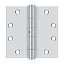 Deltana [S45BBNU26] Steel Door Butt Hinge - Heavy Duty - Ball Bearing - Non-Removable Pin - Square Corner - Polished Chrome Finish - Pair - 4 1/2&quot; H x 4 1/2&quot; W