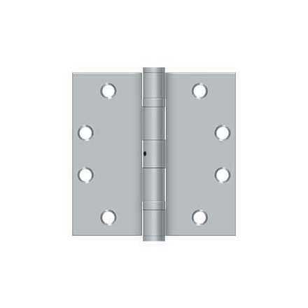 Deltana [S45BBNU26D] Steel Door Butt Hinge - Heavy Duty - Ball Bearing - Non-Removable Pin - Square Corner - Brushed Chrome Finish - Pair - 4 1/2&quot; H x 4 1/2&quot; W