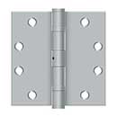 Deltana [S45BBNU26D] Steel Door Butt Hinge - Heavy Duty - Ball Bearing - Non-Removable Pin - Square Corner - Brushed Chrome Finish - Pair - 4 1/2&quot; H x 4 1/2&quot; W