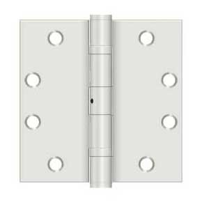 Deltana [S45BBNUSPW] Steel Door Butt Hinge - Heavy Duty - Ball Bearing - Non-Removable Pin - Square Corner - Prime Coat White Finish - Pair - 4 1/2&quot; H x 4 1/2&quot; W