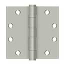 Deltana [S45BBU15] Steel Door Butt Hinge - Heavy Duty - Ball Bearing - Square Corner - Brushed Nickel Finish - Pair - 4 1/2" H x 4 1/2" W