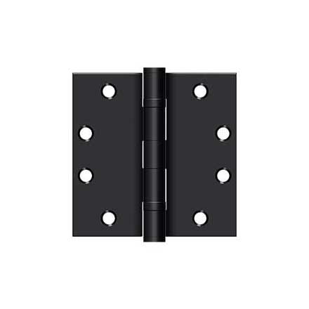 Deltana [S45BBU1B] Steel Door Butt Hinge - Heavy Duty - Ball Bearing - Square Corner - Paint Black Finish - Pair - 4 1/2&quot; H x 4 1/2&quot; W
