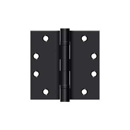 Deltana [S45BBU1B] Steel Door Butt Hinge - Heavy Duty - Ball Bearing - Square Corner - Paint Black Finish - Pair - 4 1/2" H x 4 1/2" W