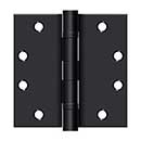 Deltana [S45BBU1B] Steel Door Butt Hinge - Heavy Duty - Ball Bearing - Square Corner - Paint Black Finish - Pair - 4 1/2" H x 4 1/2" W