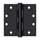 Deltana [S45BBU1B] Steel Door Butt Hinge - Heavy Duty - Ball Bearing - Square Corner - Paint Black Finish - Pair - 4 1/2&quot; H x 4 1/2&quot; W