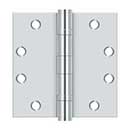 Deltana [S45BBU26] Steel Door Butt Hinge - Heavy Duty - Ball Bearing - Square Corner - Polished Chrome Finish - Pair - 4 1/2&quot; H x 4 1/2&quot; W