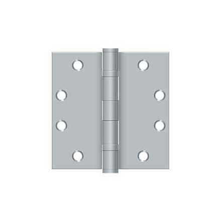 Deltana [S45BBU26D] Steel Door Butt Hinge - Heavy Duty - Ball Bearing - Square Corner - Brushed Chrome Finish - Pair - 4 1/2" H x 4 1/2" W