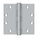 Deltana [S45BBU26D] Steel Door Butt Hinge - Heavy Duty - Ball Bearing - Square Corner - Brushed Chrome Finish - Pair - 4 1/2" H x 4 1/2" W