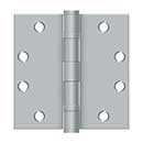 Deltana [S45BBU26D] Steel Door Butt Hinge - Heavy Duty - Ball Bearing - Square Corner - Brushed Chrome Finish - Pair - 4 1/2&quot; H x 4 1/2&quot; W