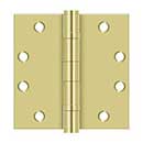 Deltana [S45BBU3] Steel Door Butt Hinge - Heavy Duty - Ball Bearing - Square Corner - Polished Brass Finish - Pair - 4 1/2&quot; H x 4 1/2&quot; W