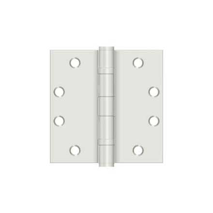 Deltana [S45BBUSPW] Steel Door Butt Hinge - Heavy Duty - Ball Bearing - Square Corner - Prime Coat White Finish - Pair - 4 1/2&quot; H x 4 1/2&quot; W