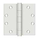 Deltana [S45BBUSPW] Steel Door Butt Hinge - Heavy Duty - Ball Bearing - Square Corner - Prime Coat White Finish - Pair - 4 1/2" H x 4 1/2" W