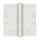 Deltana [S45BBUSPW] Steel Door Butt Hinge - Heavy Duty - Ball Bearing - Square Corner - Prime Coat White Finish - Pair - 4 1/2&quot; H x 4 1/2&quot; W