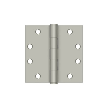Deltana [S45U15] Steel Door Butt Hinge - Heavy Duty - Plain Bearing - Square Corner - Brushed Nickel Finish - Pair - 4 1/2&quot; H x 4 1/2&quot; W