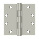 Deltana [S45U15] Steel Door Butt Hinge - Heavy Duty - Plain Bearing - Square Corner - Brushed Nickel Finish - Pair - 4 1/2" H x 4 1/2" W