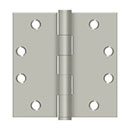 Deltana [S45U15] Steel Door Butt Hinge - Heavy Duty - Plain Bearing - Square Corner - Brushed Nickel Finish - Pair - 4 1/2" H x 4 1/2" W
