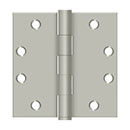 Deltana [S45U15] Steel Door Butt Hinge - Heavy Duty - Plain Bearing - Square Corner - Brushed Nickel Finish - Pair - 4 1/2&quot; H x 4 1/2&quot; W