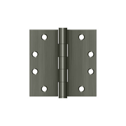 Deltana [S45U15A] Steel Door Butt Hinge - Heavy Duty - Plain Bearing - Square Corner - Antique Nickel Finish - Pair - 4 1/2&quot; H x 4 1/2&quot; W