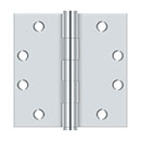 Deltana [S45U26] Steel Door Butt Hinge - Heavy Duty - Plain Bearing - Square Corner - Polished Chrome Finish - Pair - 4 1/2&quot; H x 4 1/2&quot; W