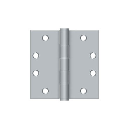 Deltana [S45U26D] Steel Door Butt Hinge - Heavy Duty - Plain Bearing - Square Corner - Brushed Chrome Finish - Pair - 4 1/2&quot; H x 4 1/2&quot; W