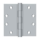 Deltana [S45U26D] Steel Door Butt Hinge - Heavy Duty - Plain Bearing - Square Corner - Brushed Chrome Finish - Pair - 4 1/2" H x 4 1/2" W