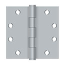 Deltana [S45U26D] Steel Door Butt Hinge - Heavy Duty - Plain Bearing - Square Corner - Brushed Chrome Finish - Pair - 4 1/2" H x 4 1/2" W