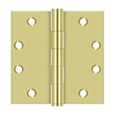 Deltana [S45U3] Steel Door Butt Hinge - Heavy Duty - Plain Bearing - Square Corner - Polished Brass Finish - Pair - 4 1/2&quot; H x 4 1/2&quot; W